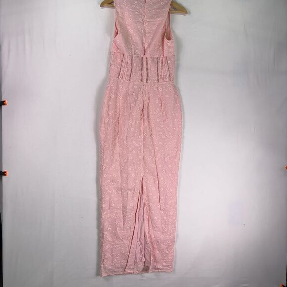 House of CB Sophina Maxi Midi‎ Dress Pockets Eyelit Scalloped Plunge - Picture 4 of 5